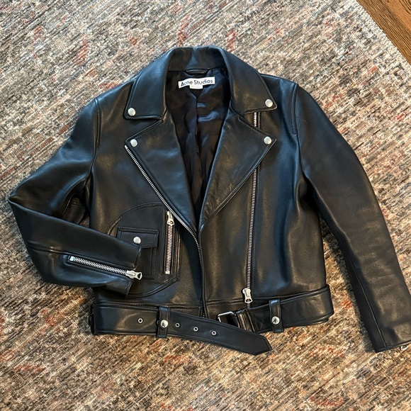 Acne Studios Black Leather Biker Jacket - Picture 1 of 8